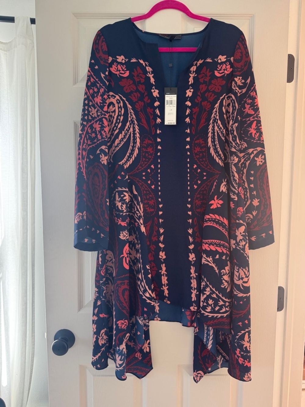 BCBGMaxAzria Navy Dress with Pink Paisley Print